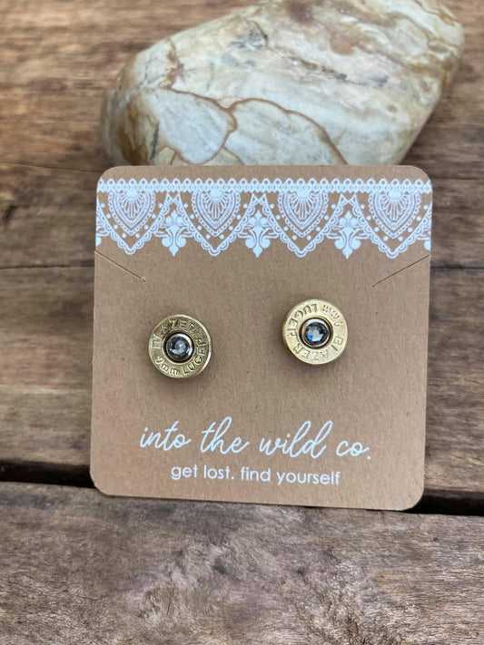 Recycled 9mm + Swarovski Stud Earrings *rts