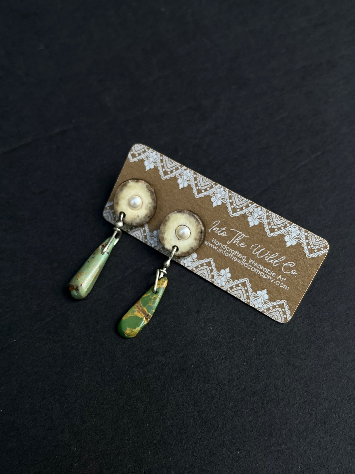 pearl inlaid antler x turquoise studs