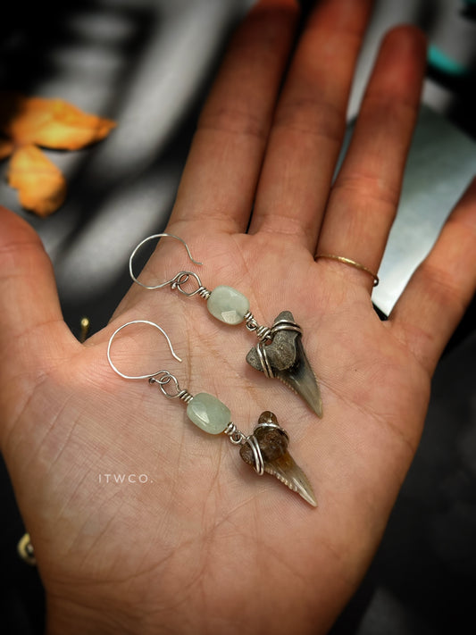 Shark Tooth x Jade Earrings