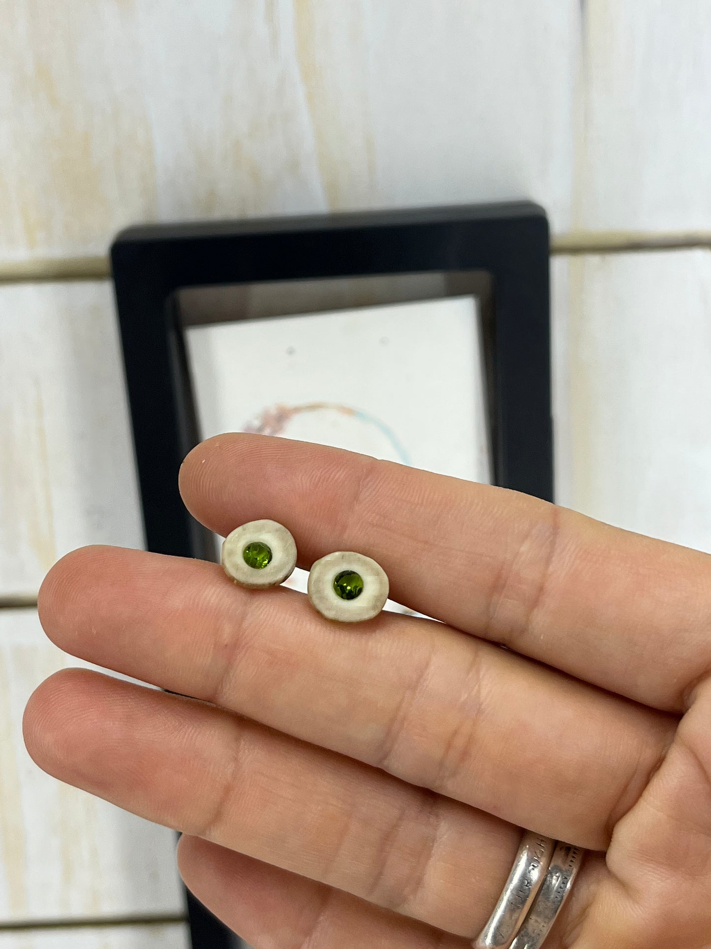 Signature Peridot Inlaid Antler Studs MTO