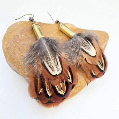 Pheasant + Recycled .22 Bullet Earrings