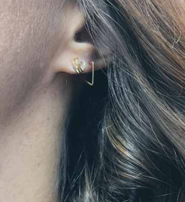 Herkimer Diamond + Tiny Triangle Ear Stack