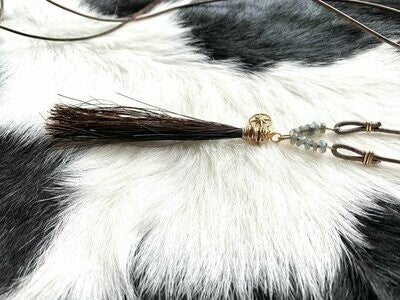 Horsehair Tassel + Compass + Labradorite Necklace