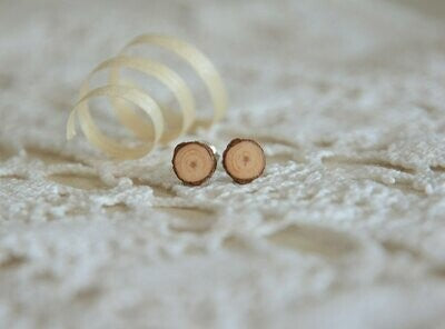 Tiny Natural Wood Minimalistic Stud Earrings