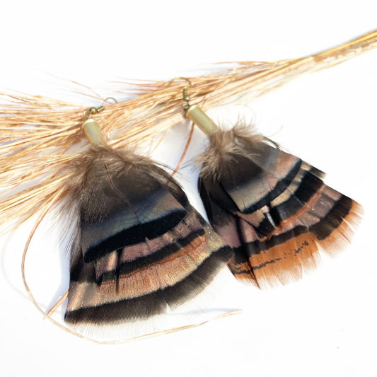 Small Feather + Recycled .22 Bullet Earrings