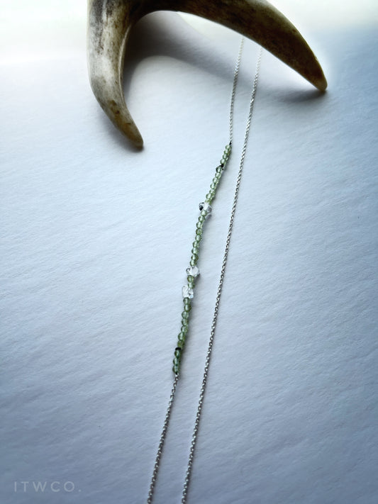 Peridot + Herkimer Diamond Necklace ♢ rts