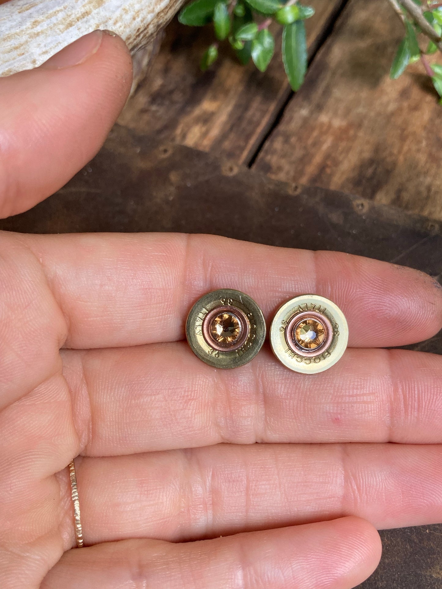 Recycled .410 Shotgun Shell + Gemstone Stud Earrings