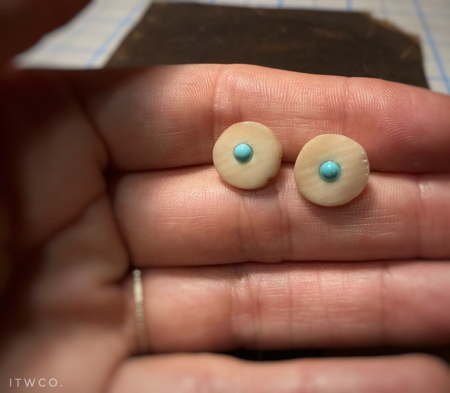 Kingman Turquoise Inlaid Antler Studs