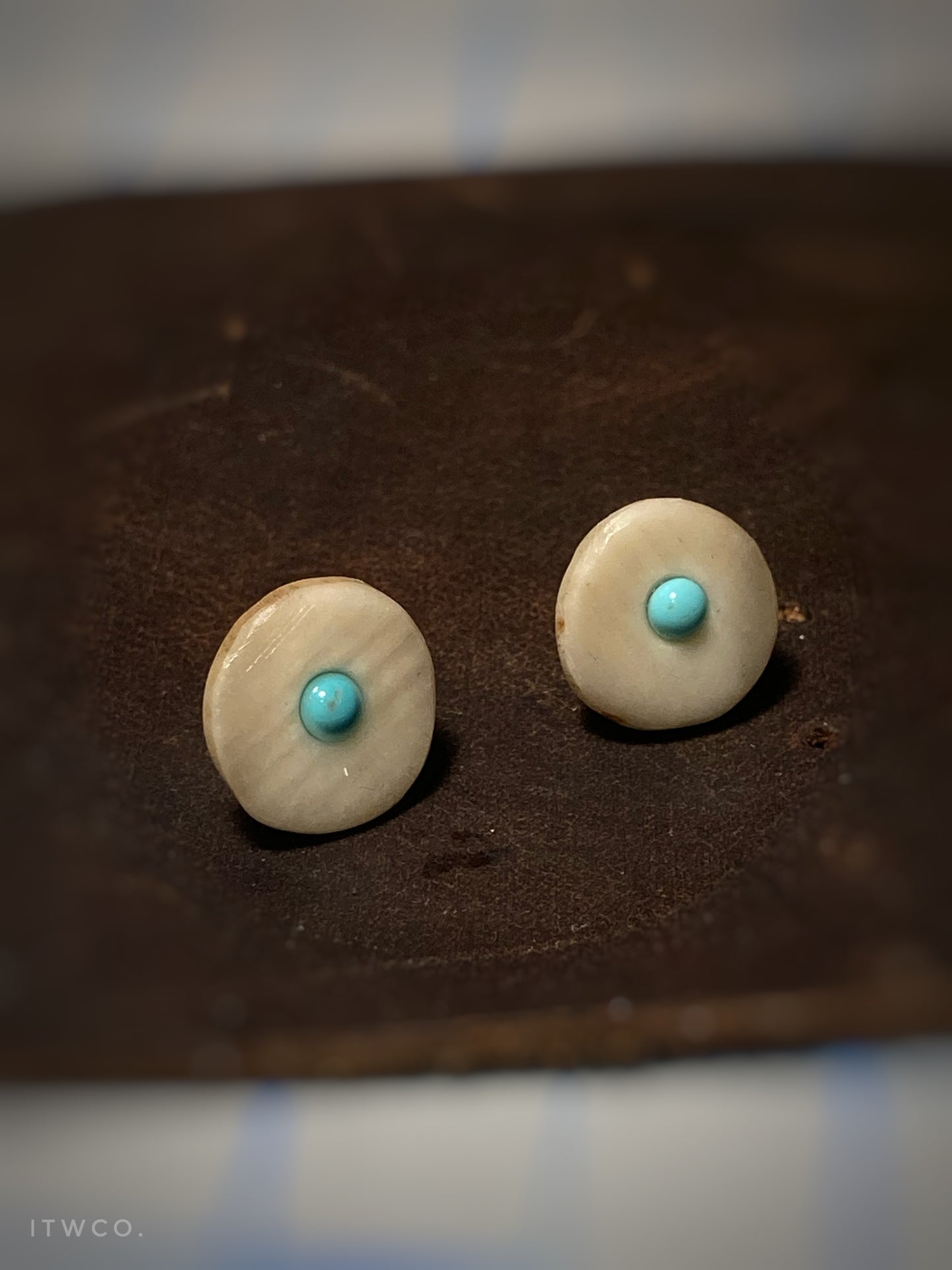 Kingman Turquoise Inlaid Antler Studs