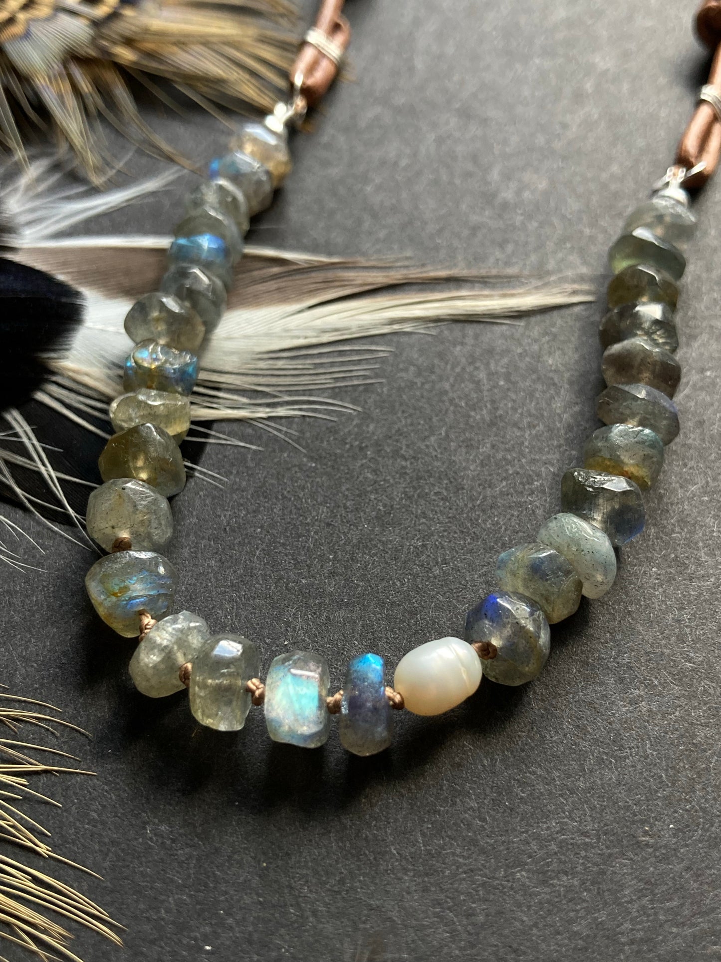 salt water revival | labradorite + pearl necklace