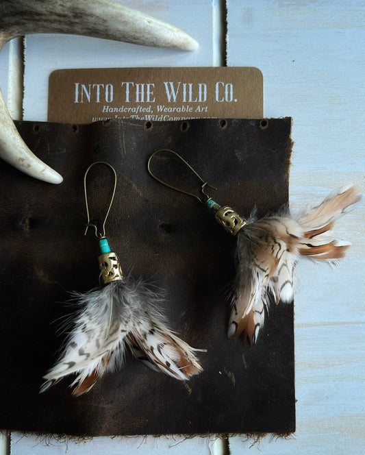 Quail and Cocktail Earrings | Turquoise + Brass