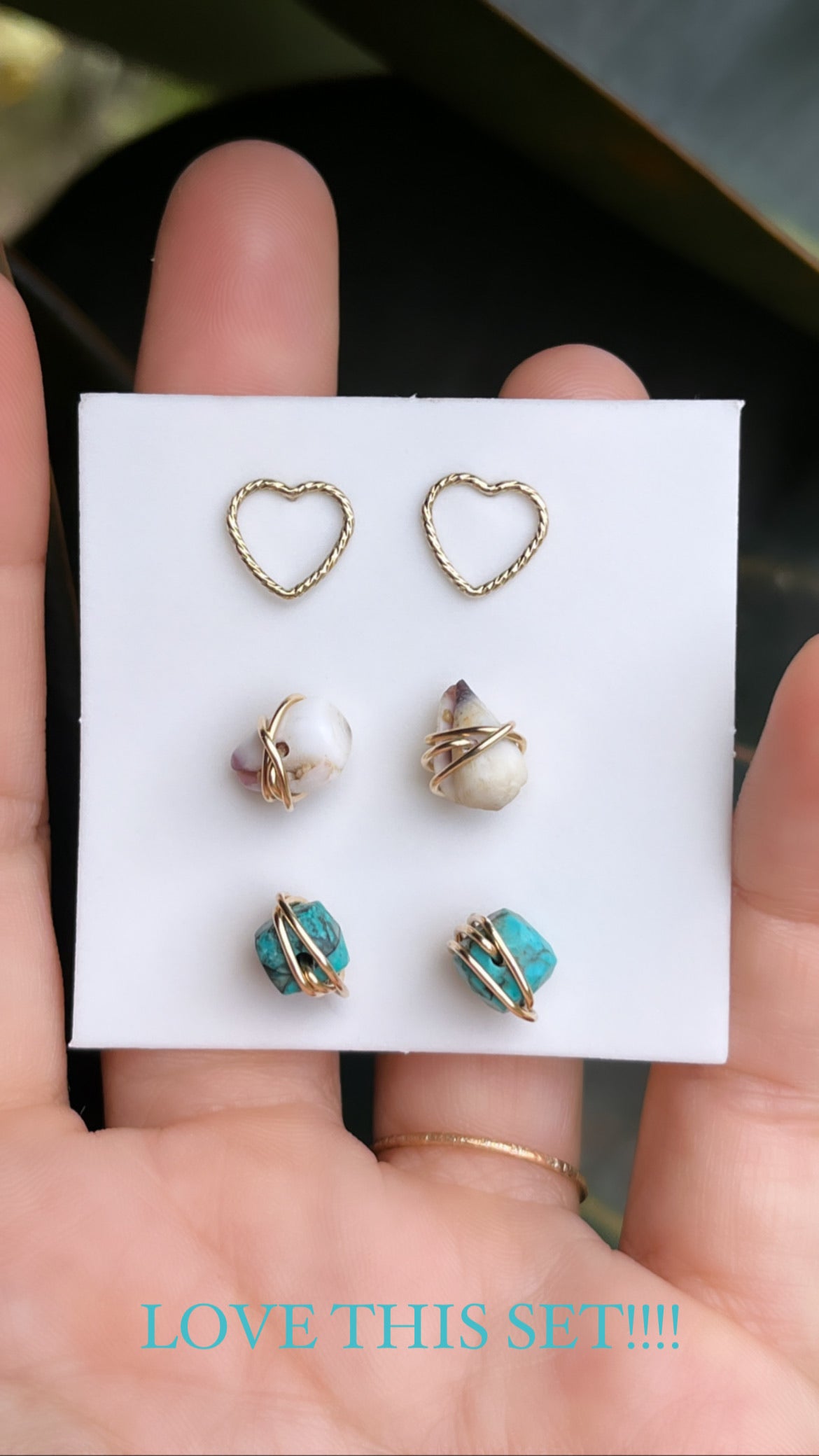 Set of 3 Wire Wrapped Studs