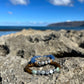 recycled sea glass + coconut word bracelet