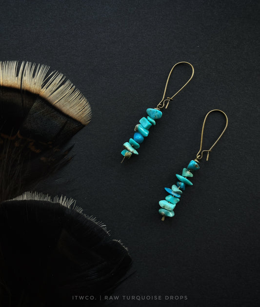 Raw Turquoise Drop Earrings ♢ rts