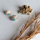 Puka shell + gemstone studs