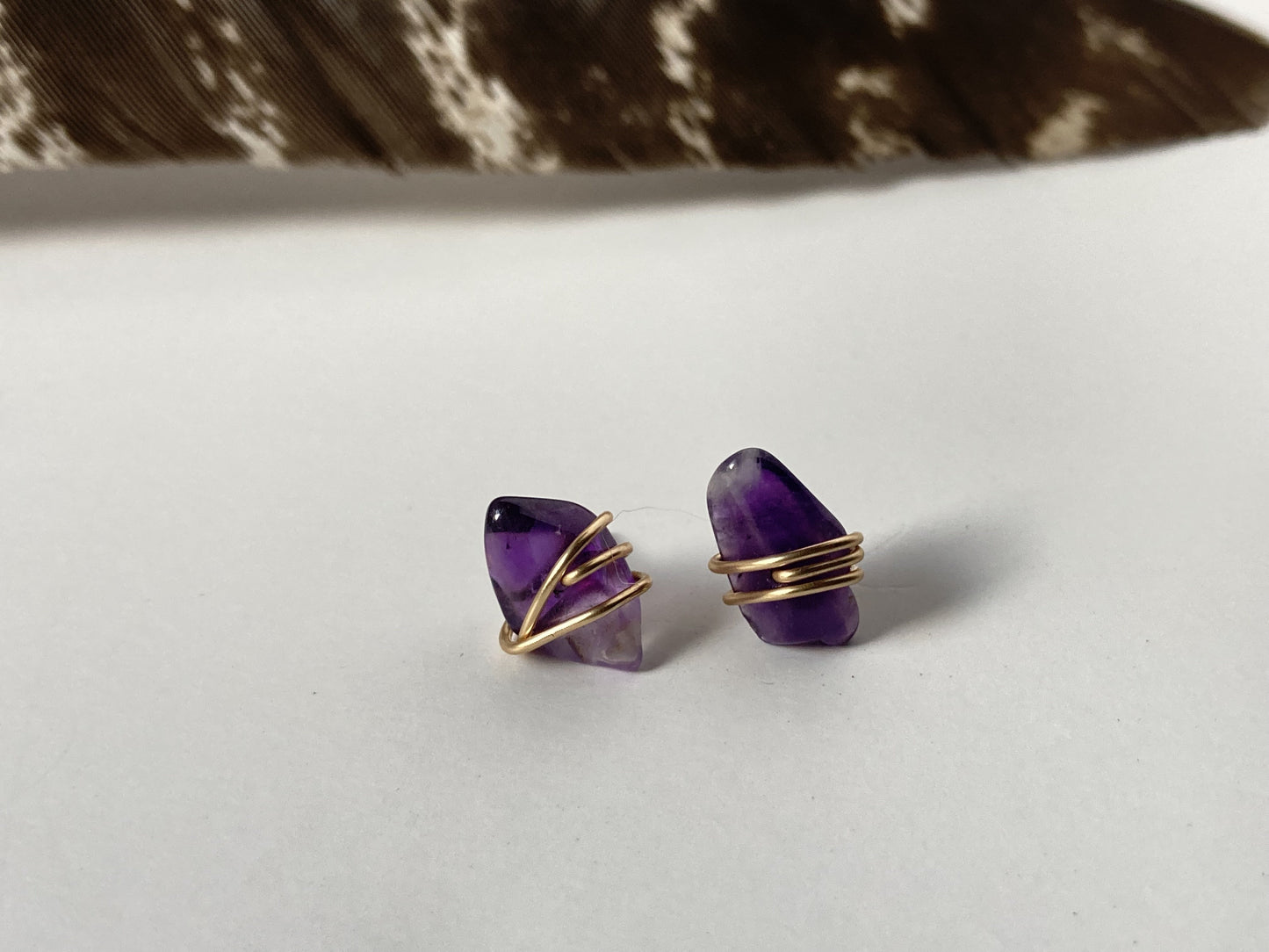 Natural Raw Amethyst Stud Earrings ♢ rts