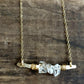 Hammered Herkimer Diamond Bar Necklace