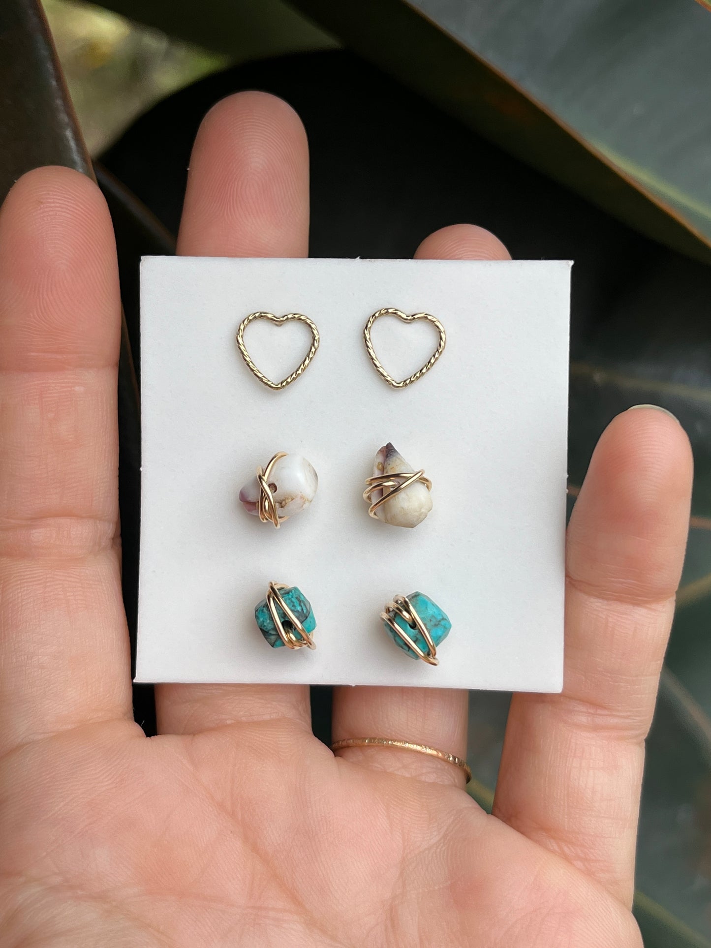 Set of 3 Wire Wrapped Studs