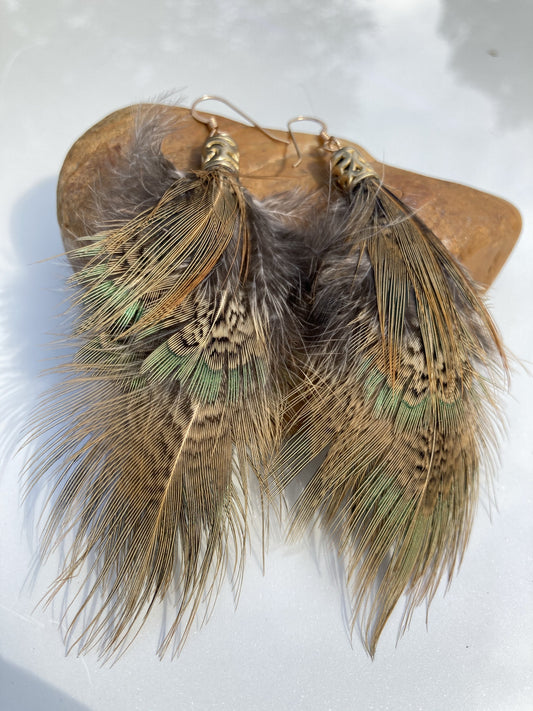 The Frazier Earrings | Light Green Pheasant