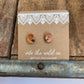 Tiny Natural Wood Minimalistic Stud Earrings