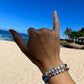 recycled sea glass + coconut word bracelet