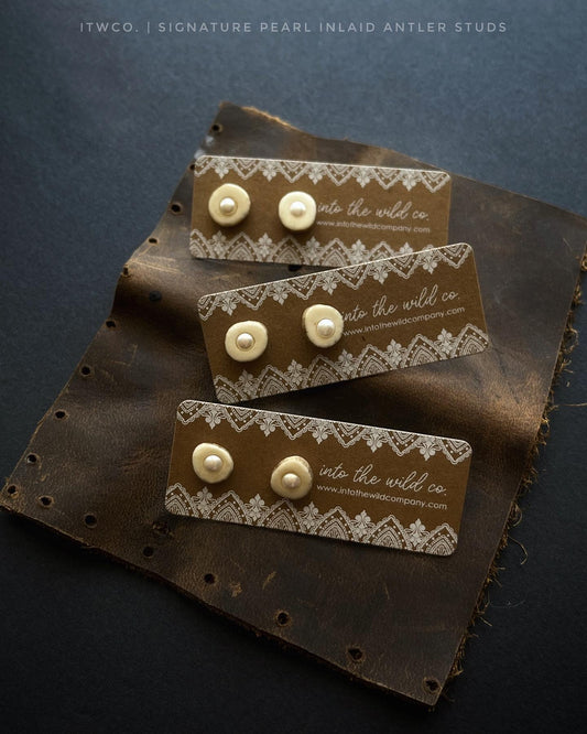 Signature Pearl Inlaid Antler Studs