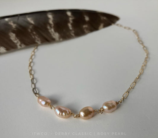 Signature Derby Classic Necklace | Rose Pearls