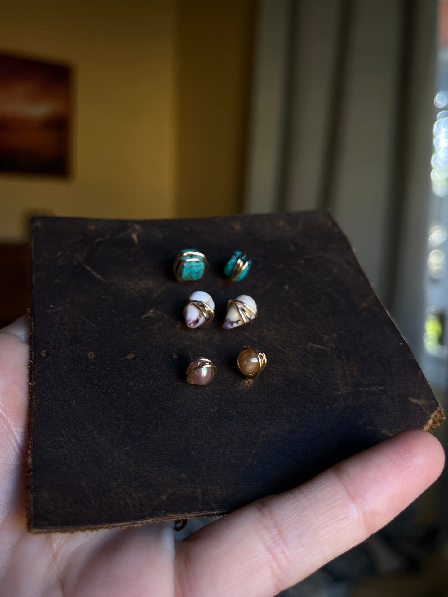 Set of 3 Wire Wrapped Studs