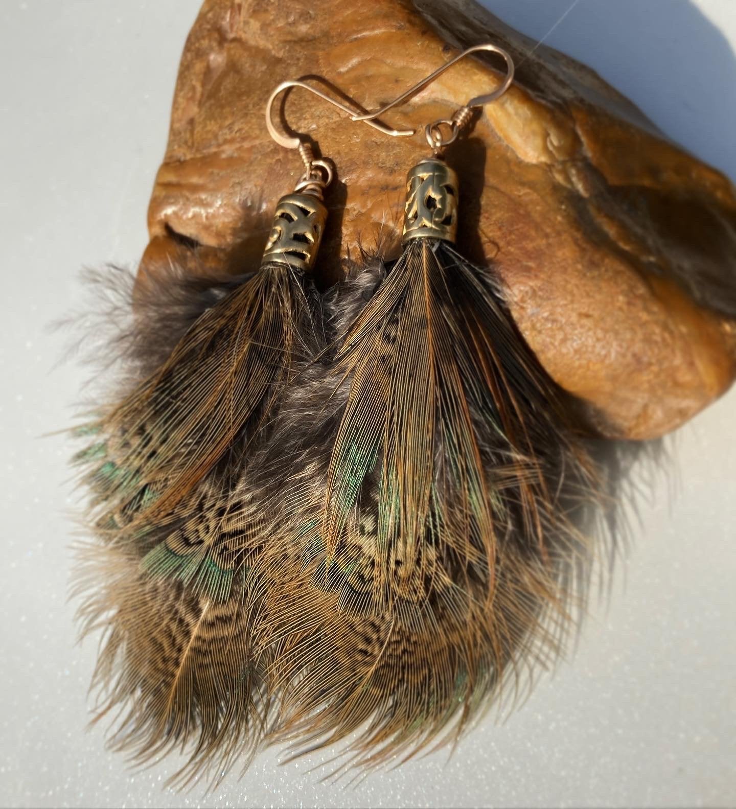 The Frazier Earrings | Light Green Pheasant