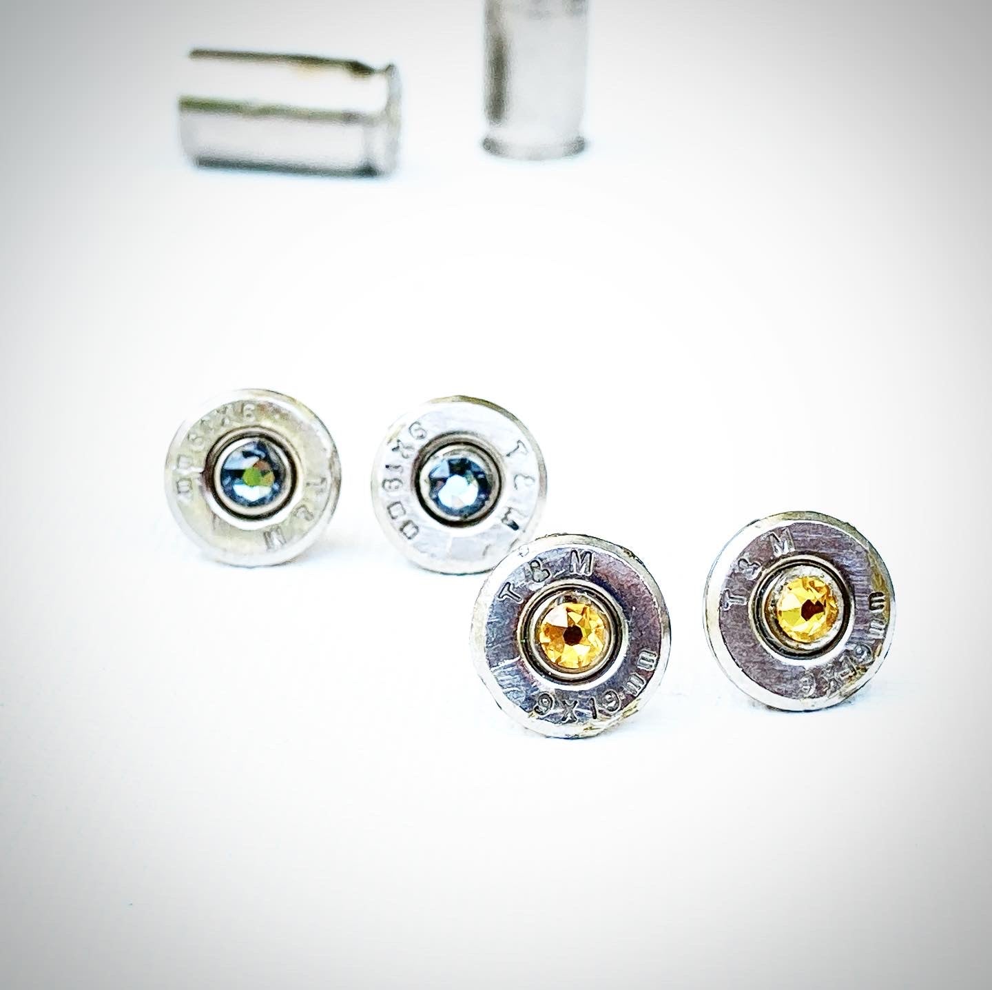 Recycled 9mm + Gemstone Stud Earrings (Silver)