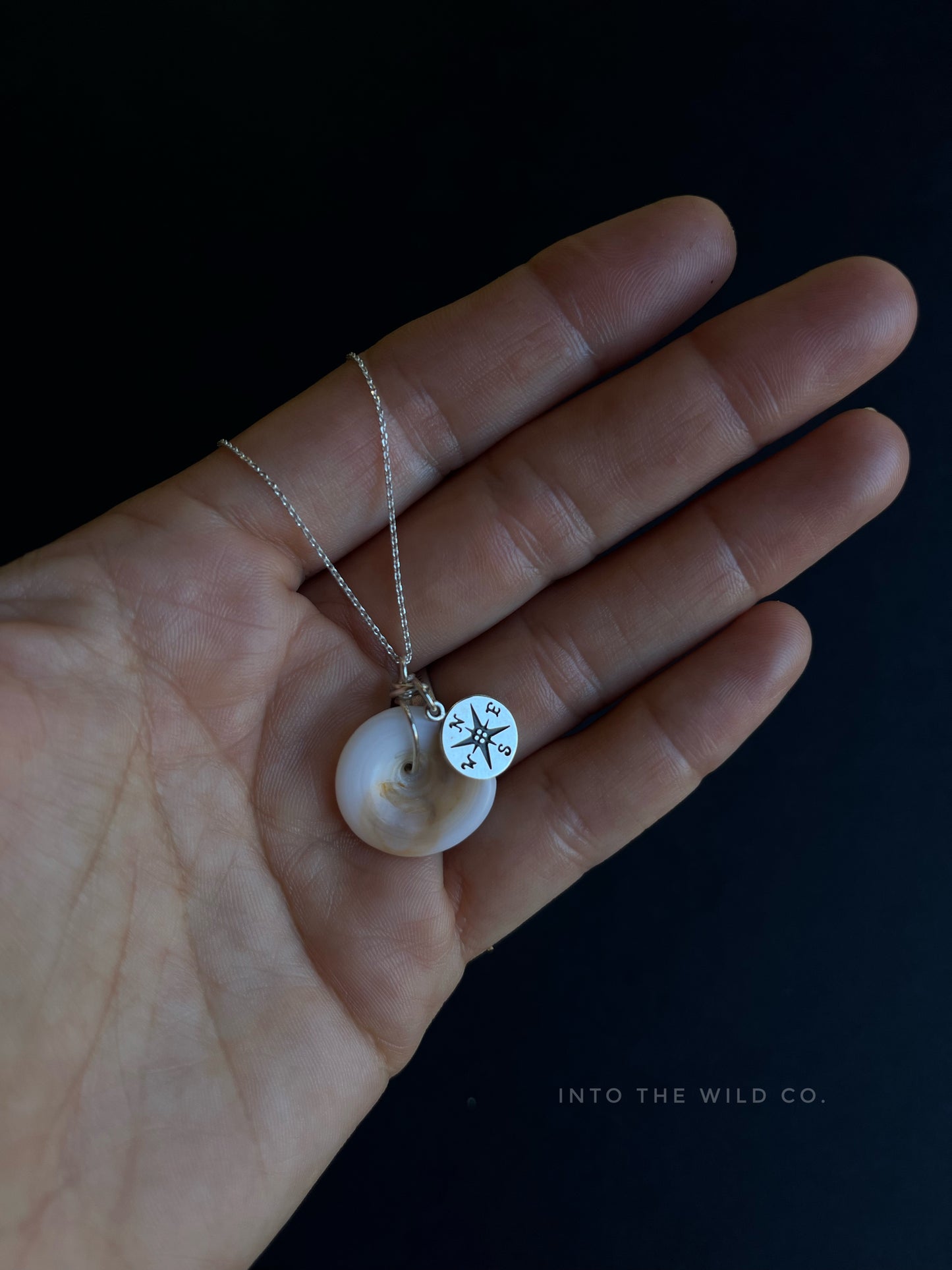 Puka Shell + Compass Rose Charm Necklace