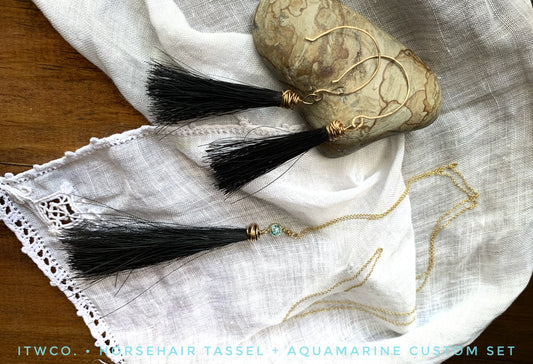 Horsehair Tassel + Aquamarine Custom Set