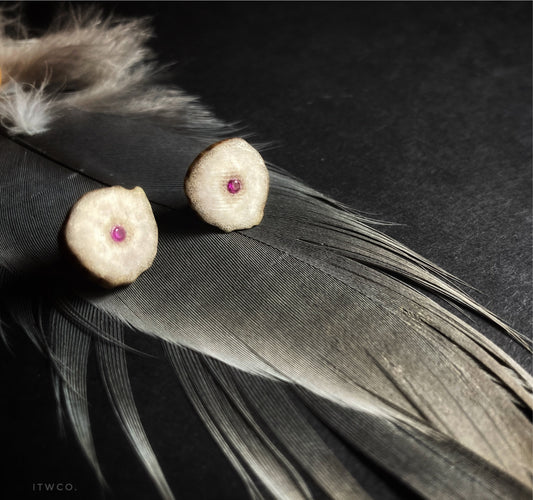 Ruby Inlaid Antler Studs